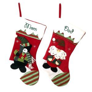 Personal Creations Christmas Stocking pair set Dad & Mom embroidered